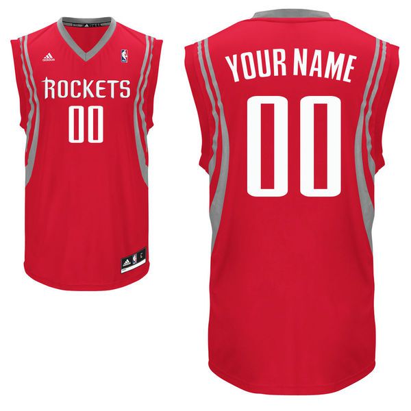 Men Adidas Houston Rockets Custom Replica Road Red NBA Jersey